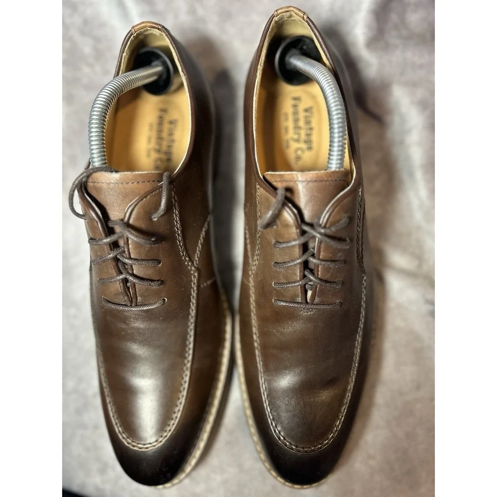 Vintage Foundry Co Men's Size 10 Brown Leather Moc Toe Lace Up Dress Shoes